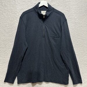 Billy Reid Men's Size XL Blue 1/4 Zipper Long Sleeve Pullover Sweater Pocket